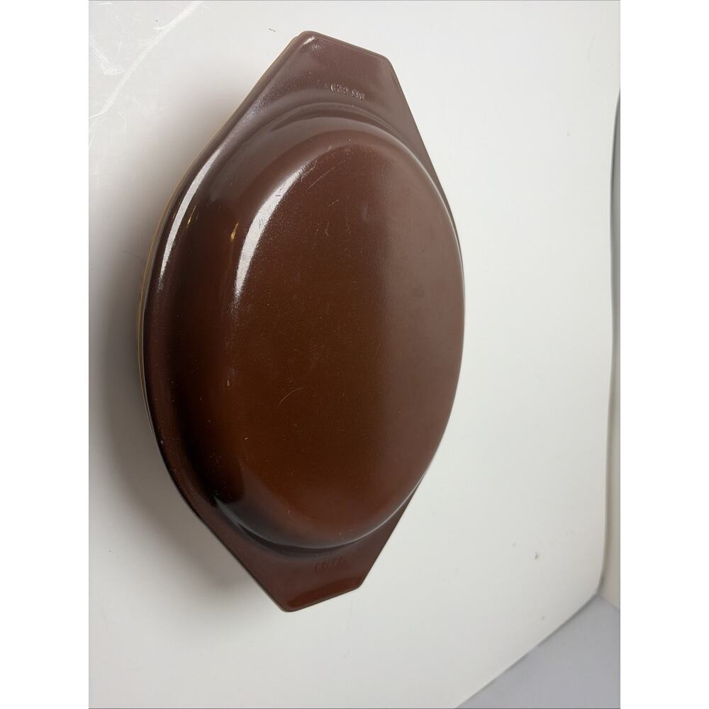 Vintage Pyrex Old Orchard 1970's 043 1 1/2 QT Oval Casserole Dish with Lid,Brown - Picture 3 of 7
